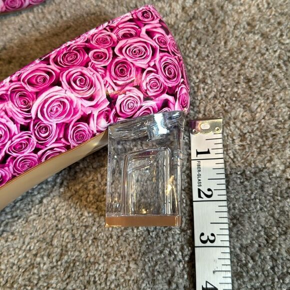Reindee Lusion Pink Roses Transparent Block Mid Heel Round Toe Size 9.5 NEW - Picture 12 of 15